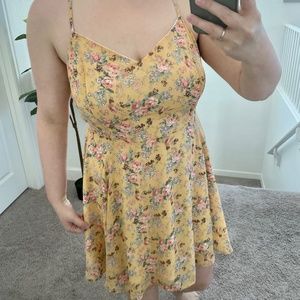 Floral Picnic Summer Tie Bow Back Adjustable Skater Babydoll Boho Mini Hip Dress